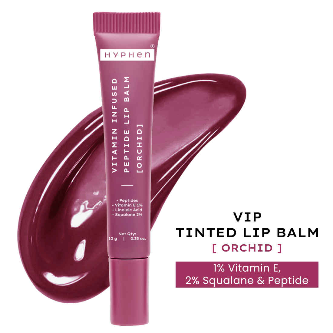 Buy Hyphen Tinted Lip Balm | Brightens Dark Lips & Pigmentation | 1% Vitamin E, Peptide | 24H Moisturization for Dry & Chapped Lips | Orchid, Mauve- 10 gm - Purplle