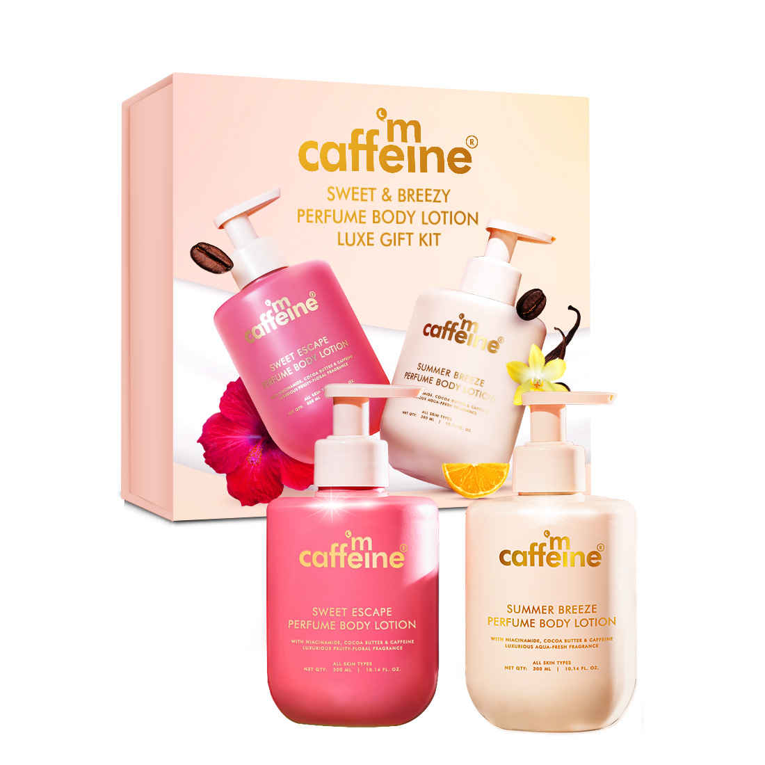 Buy mCaffeine Perfume Body Lotion Gift Kit | Sweet & Breezy Premium Gift Set for Men & Women | Deeply Moisturizes | Pack of 2 | Diwali Special Gift Set - Purplle