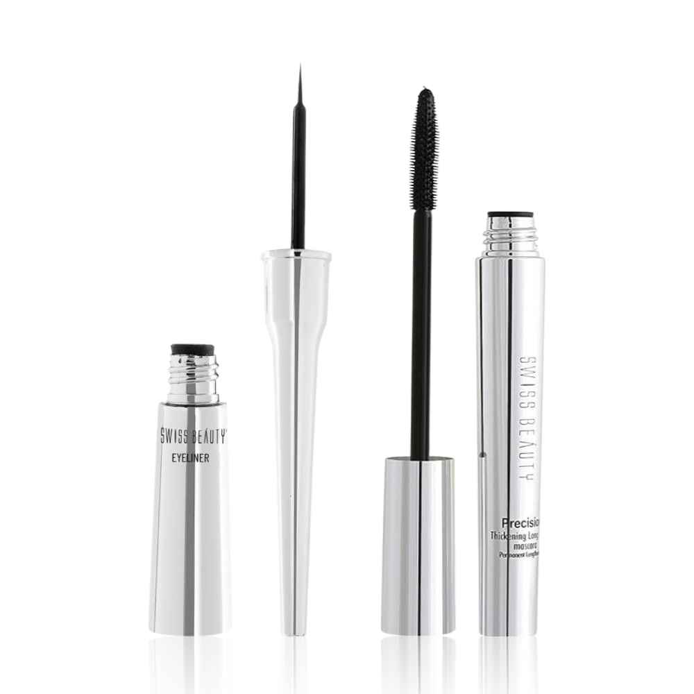 Buy Swiss Beauty Precision Mascara - Black (8.5 ml) + Swiss Beauty Liquid Eyeliner - Black(4 ml) Combo of 2 - Purplle