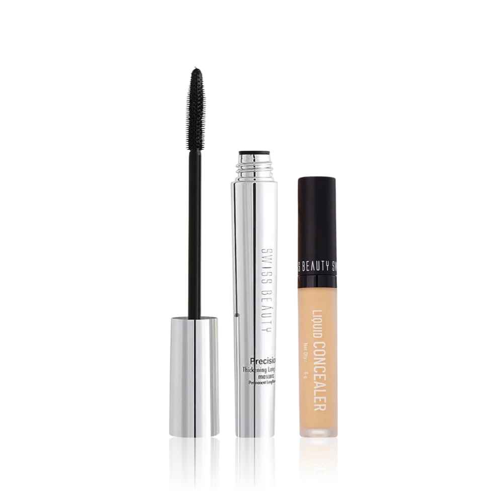 Buy Swiss Beauty Precision Mascara - Black (8.5 ml) + Swiss Beauty Liquid Concealer - 2 Sand-Sable (6 gm) Combo of 2 - Purplle