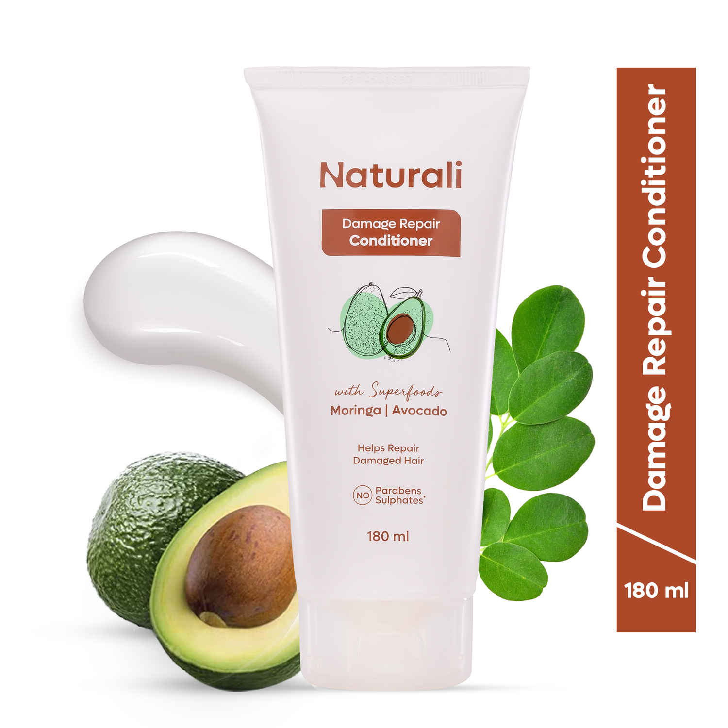 Buy NATURALI Damage Repair Conditioner with Avocado & Moringa Oil | No Sulphates, No Parabens | Conditioner For Dry Hair | 180 ml - Purplle