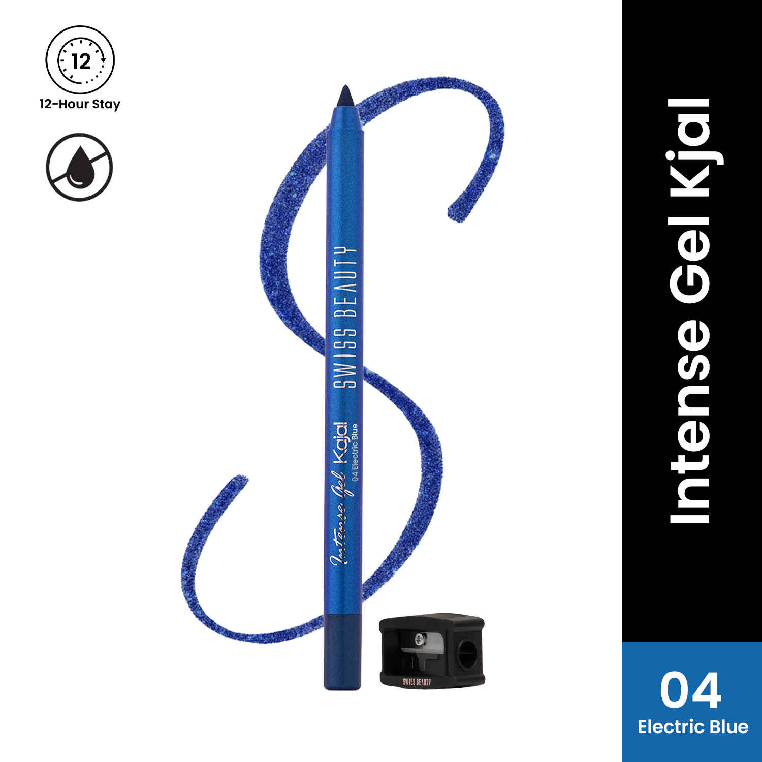 Buy Swiss Beauty Intense Gel Kajal | 12-Hour Stay | Waterproof | Smudge-Proof | Creamy Texture | Highly Pigmented | Multi-Use Eye Pencil - Electric Blue (1.2 gm) - Purplle