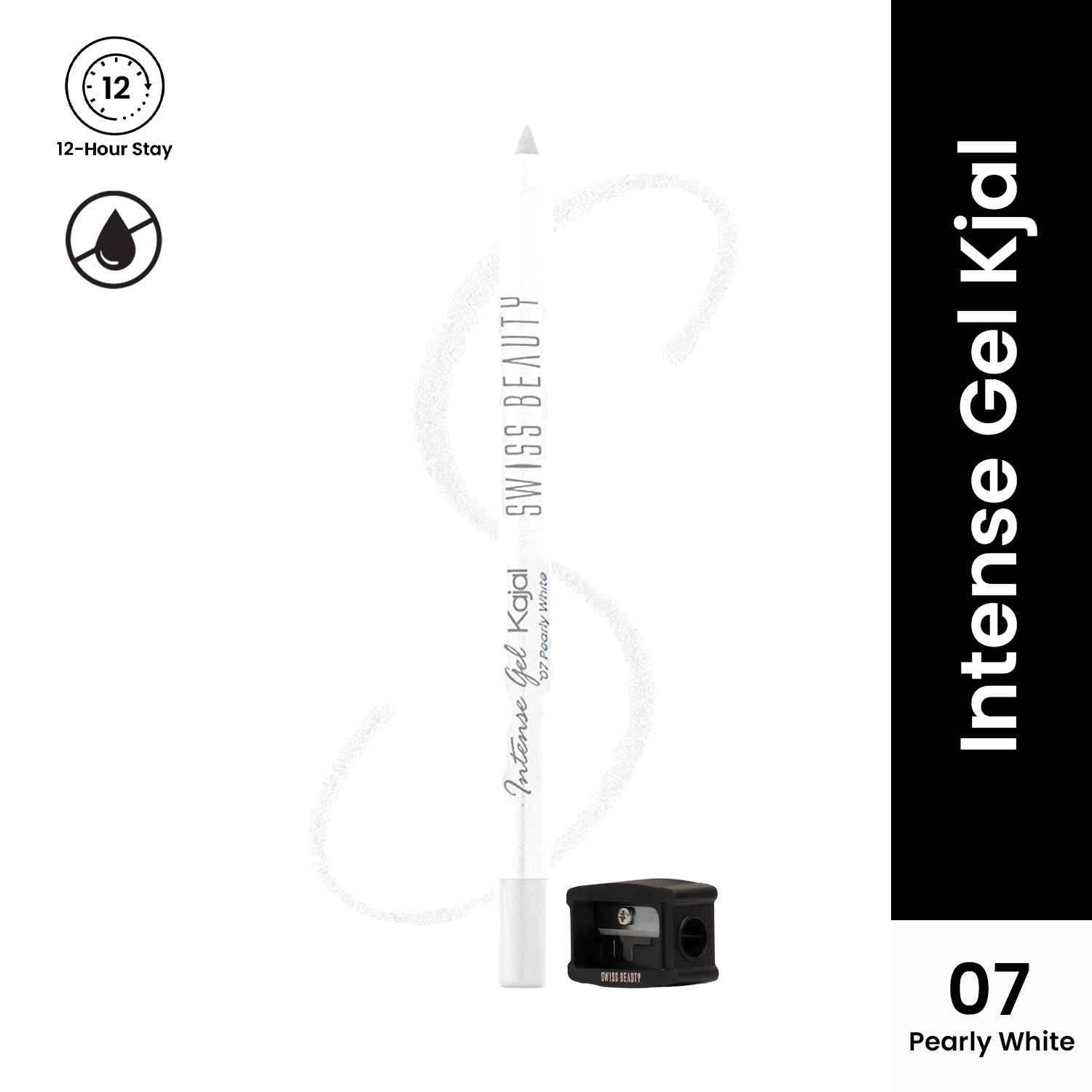 Buy Swiss Beauty Intense Gel Kajal | 12-Hour Stay | Waterproof | Smudge-Proof | Creamy Texture | Highly Pigmented | Multi-Use Eye Pencil - Pearly White (1.2 gm) - Purplle