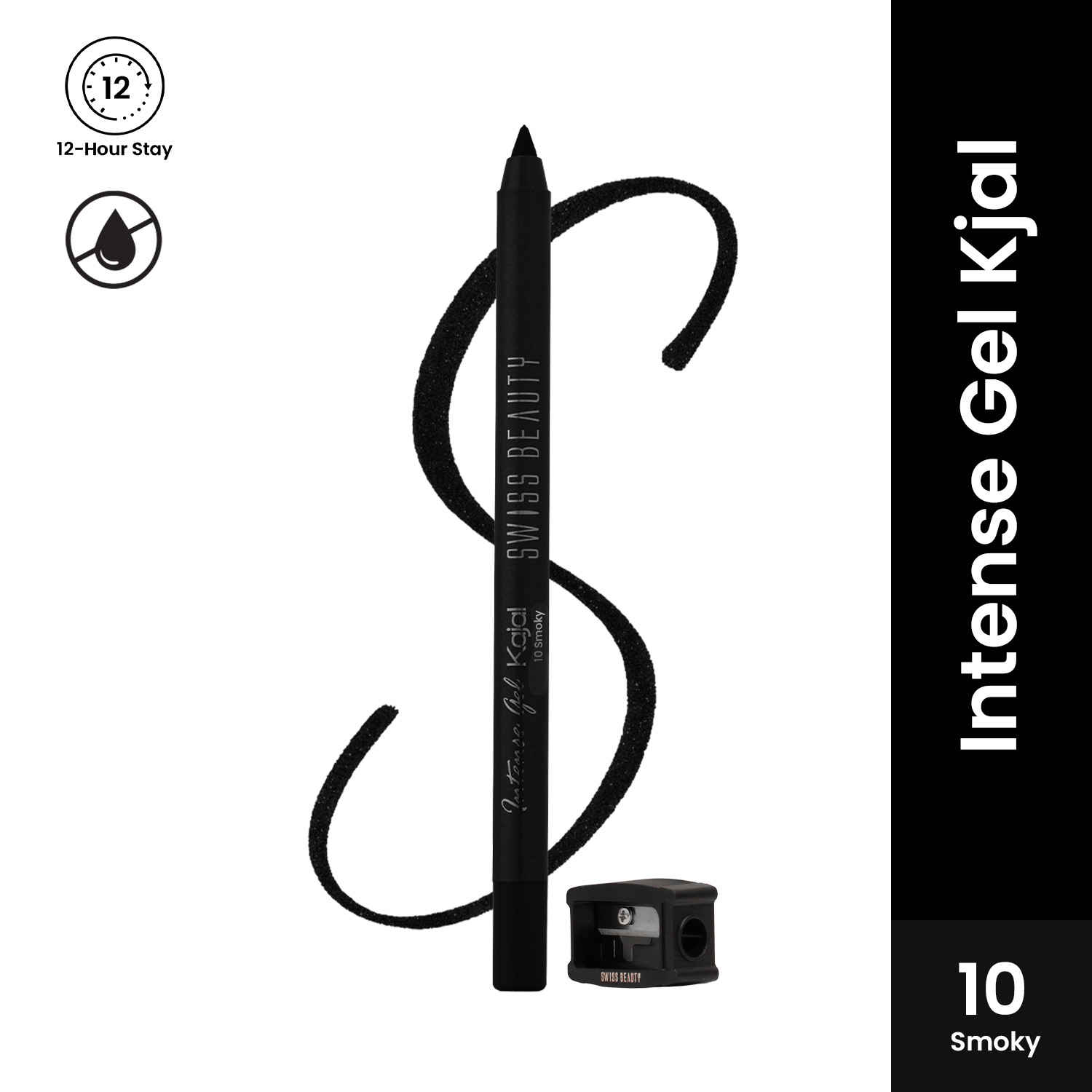 Buy Swiss Beauty Intense Gel Kajal | 12-Hour Stay | Waterproof | Smudge-Proof | Creamy Texture | Highly Pigmented | Multi-Use Eye Pencil - Smoky (1.2 gm) - Purplle