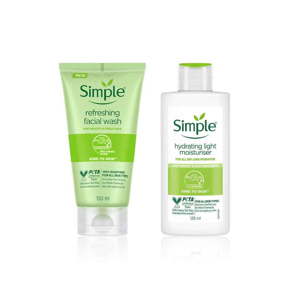 Buy Simple Kind To Skin combo of 2( Refreshing Face Wash (150 ml) + Hydrating Light Moisturiser (125 ml) )Skincare Kit - Purplle