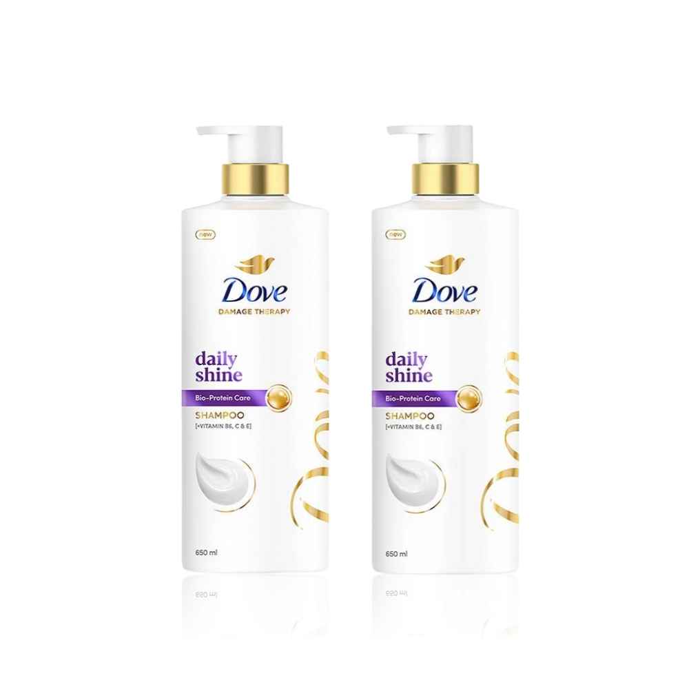 Buy Dove Daily Shine Shampoo (650 ml) pack of 2 - Purplle