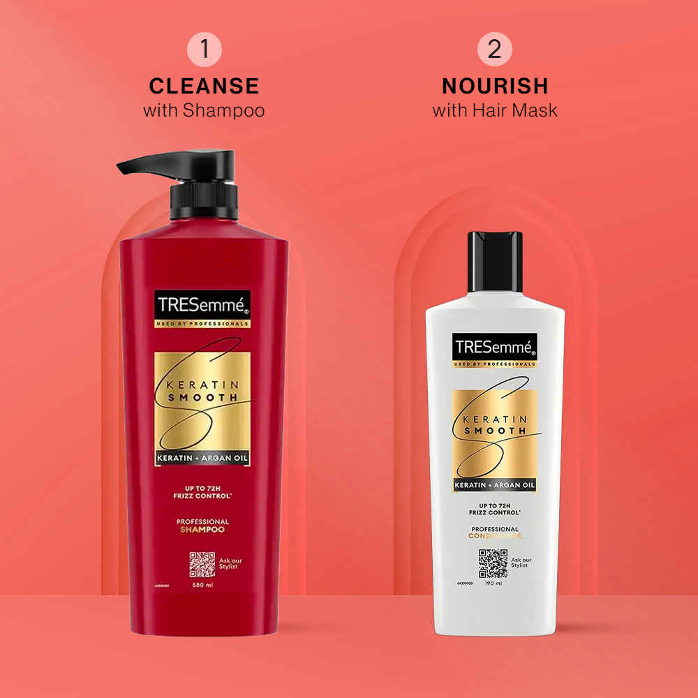 Buy Tresemme Keratin Smooth Shampoo (580 ml )+ Tresemme Keratin Smooth conditioner (190 ml) combo of 2 - Purplle