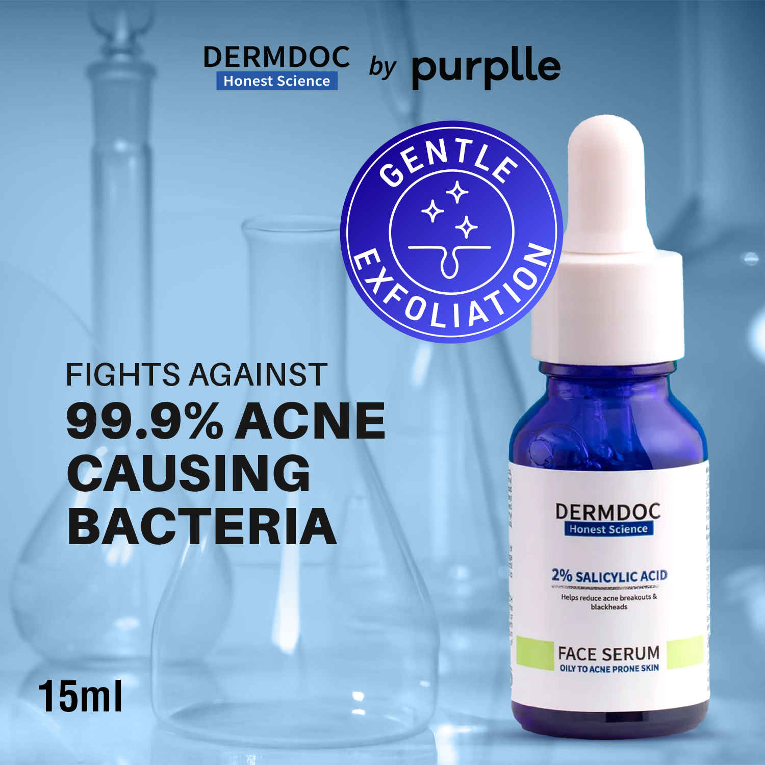 Buy DERMDOC 2% Salicylic Acid Face Serum (15 ml) | For Blackheads & Whiteheads | Targets Active Acne | Calms Irritation & Unclogs Pores - Purplle