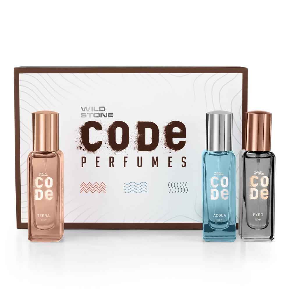 Buy Wild Stone Code Acqua, Pyro & Terra Luxury Perfume set for Men Pack of 3 (20 ml each) - Purplle