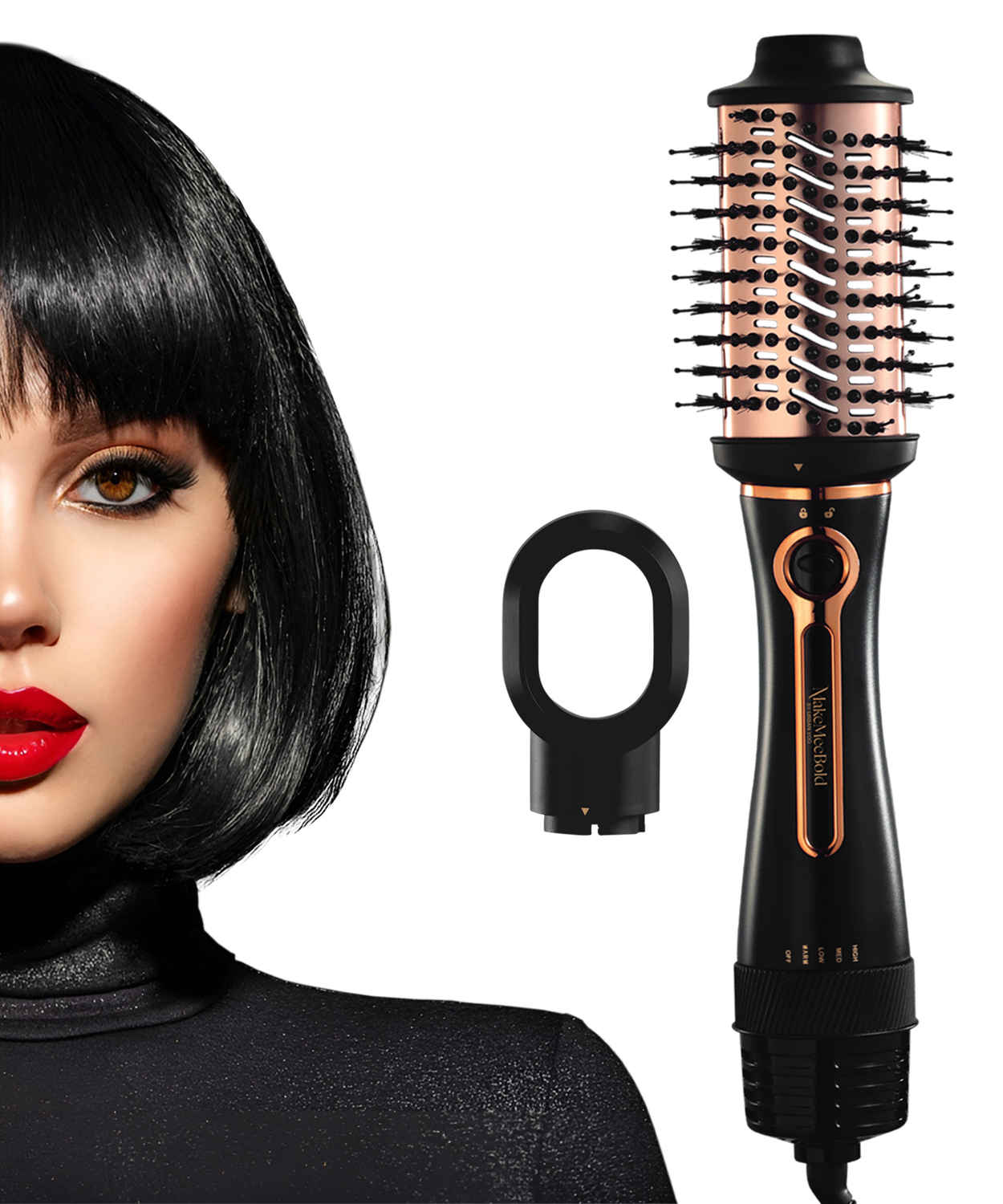 Buy MakeMeeBold by Urban Yog 3-in-1 Hot Air Brush| 1.5-inch Barrel | Hair Dryer Hair Straightener Volumizer Blow Dryer Styling Tool,1200 Watt, Multicolour, 1 Pc - Purplle