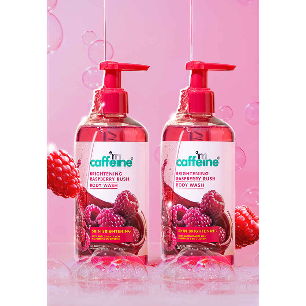 Buy mCaffeine Brightening Raspberry Rush Body Wash for Brighter Glowing Skin | Fruity Raspberry Aroma (300 ml * 2) Pack of 2 - Purplle