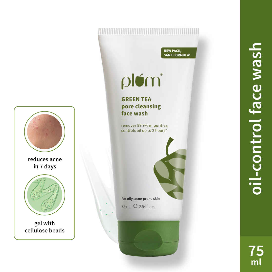 Buy Plum Green Tea For Oily, Acne-Prone Skin | Controls Oil, Fights Pimples | Non-Drying Face Wash (75 ml) - Purplle