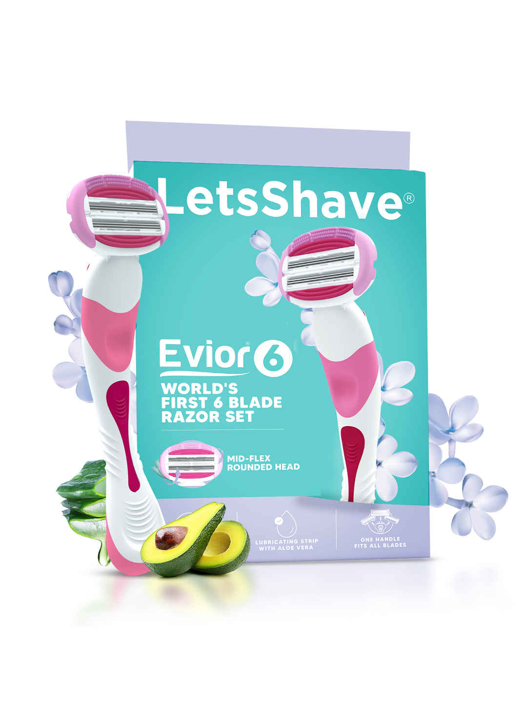 Buy LetsShave Evior 6 Razor – World’s First 6 Blades, Aloe Bar | Smooth Shave for Bikini & Body 1 pc - Purplle