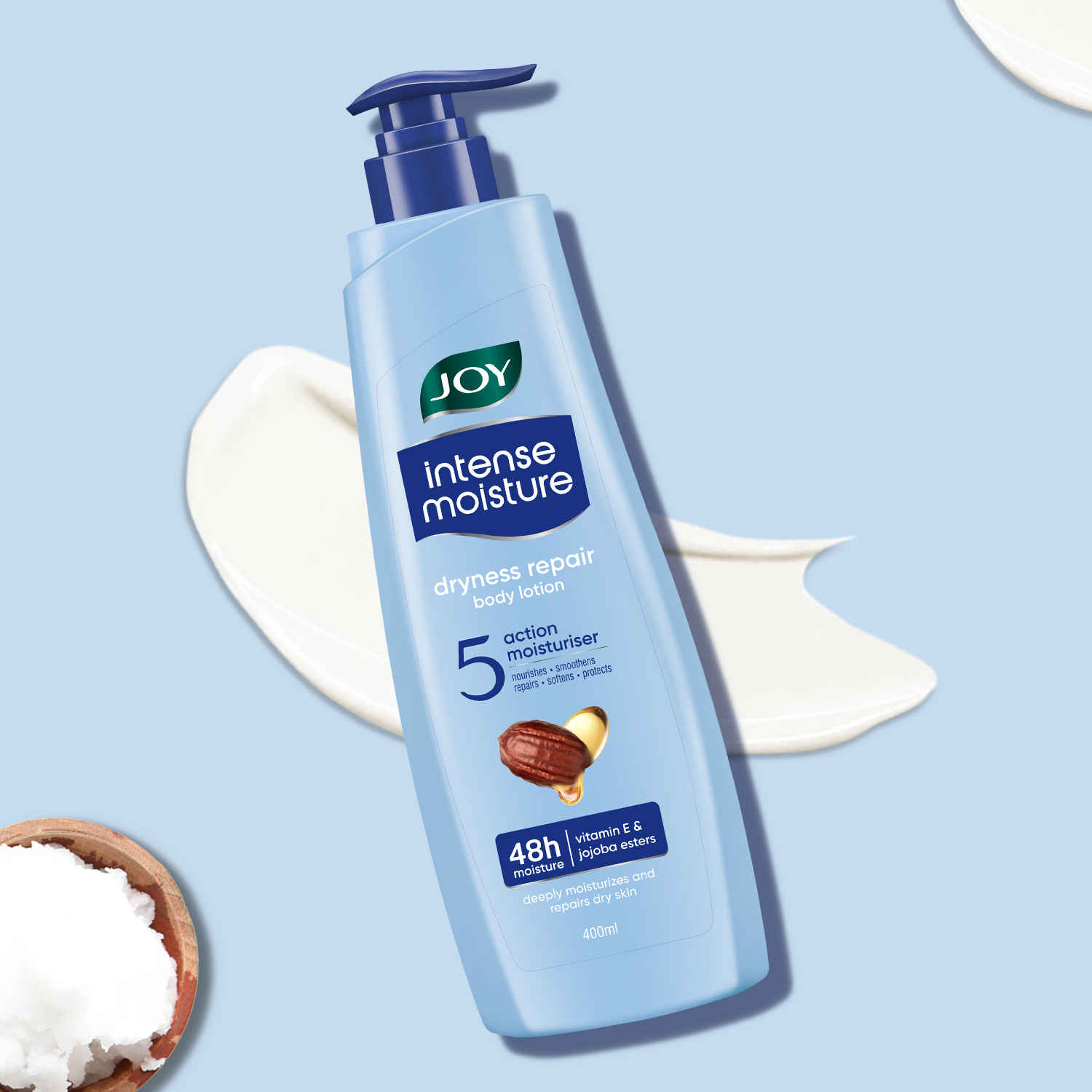Buy Joy Intense Moisture Body Lotion (400 ml) | With Shea Butter, Jojoba & Vitamin E | For Normal to Dry Skin | Dryness Repair & 24 Hour Softness | Non Sticky & Non Greasy - Purplle