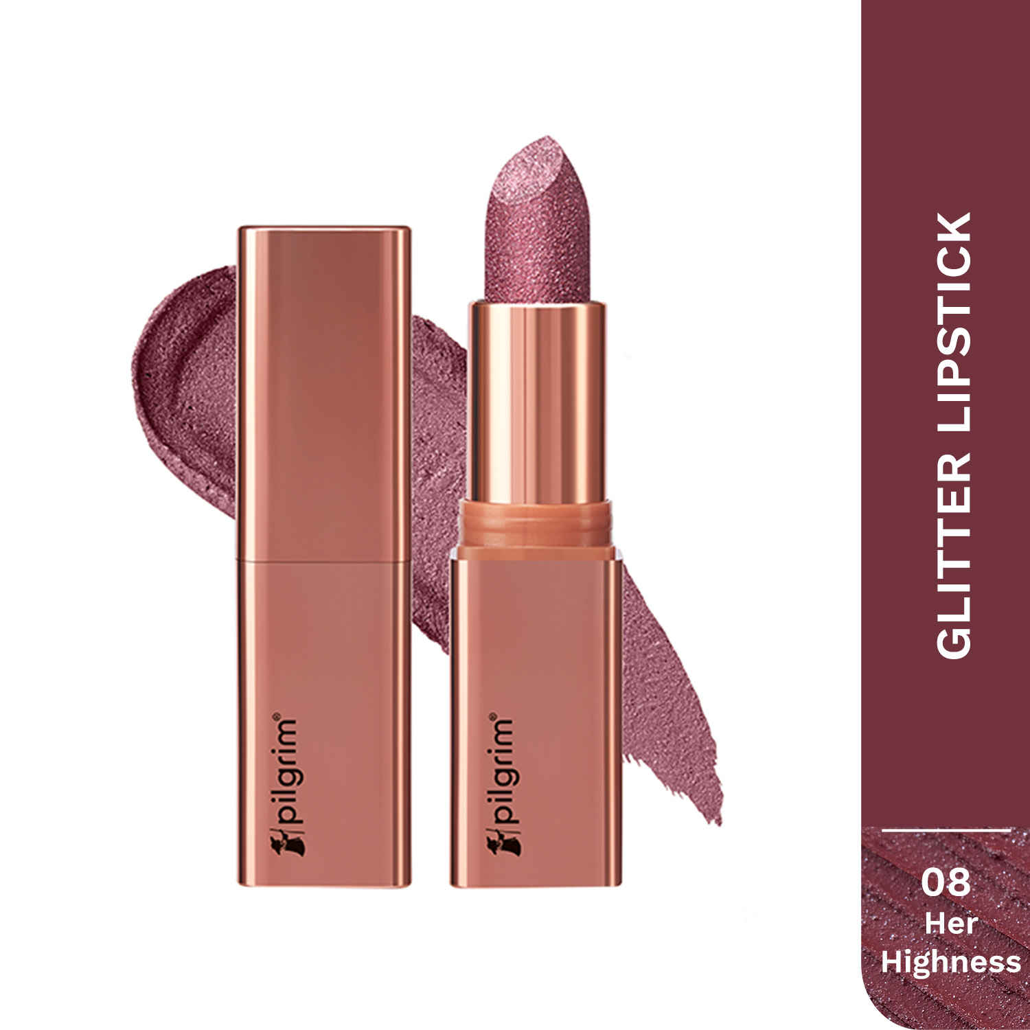 Buy Pilgrim Her Highness-08 Luxurious 3-D Glitter Lipstick With Matte Finish (4.2 gm) - Purplle