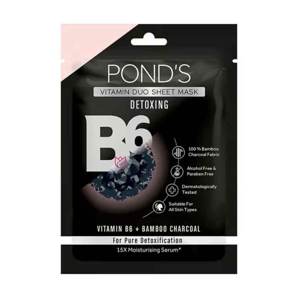 Buy POND'S&nbsp;Bamboo Charcoal Clear Detoxing, With Vitamin B6 Sheet Mask, 25 ml - Purplle