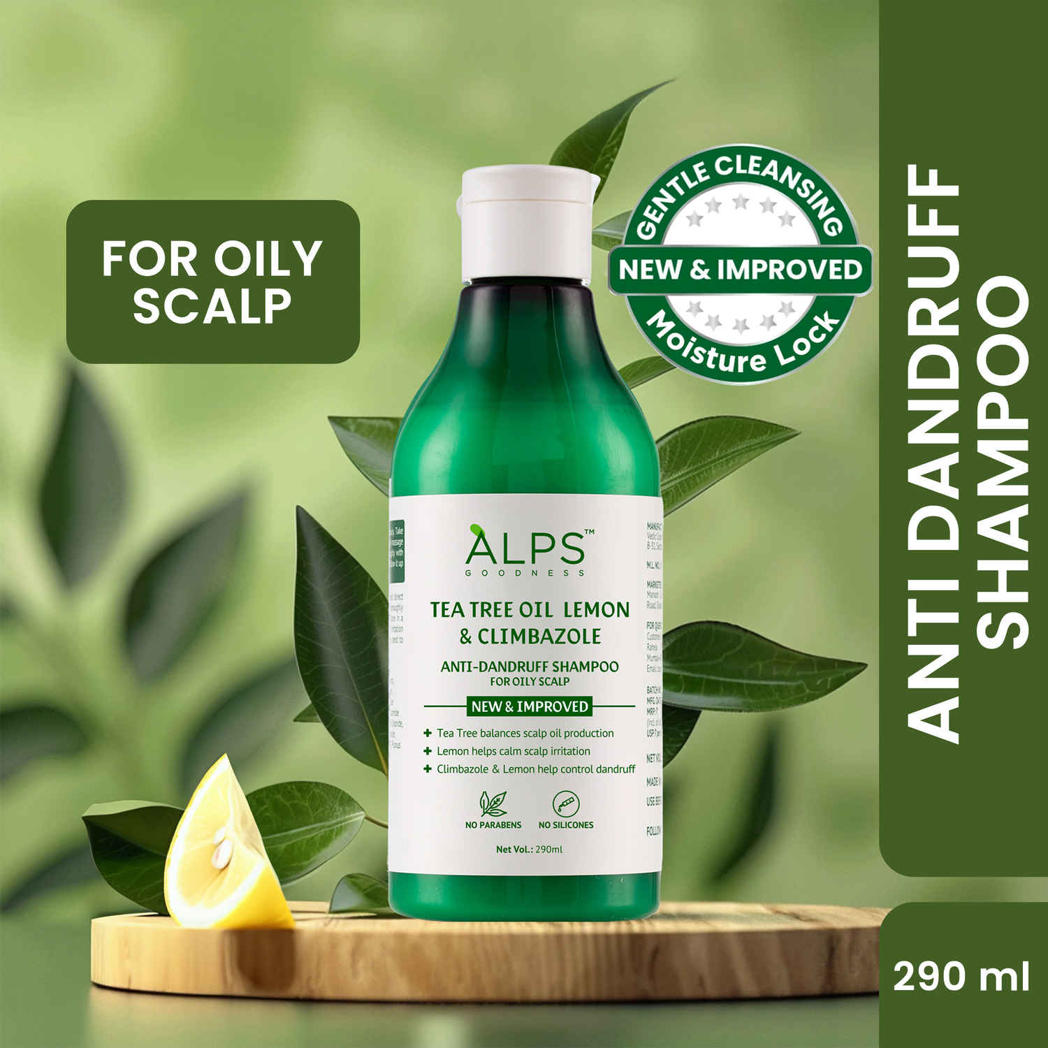 Buy Alps Goodness Tea Tree Oil, Lemon & Climbazole Anti-Dandruff Shampoo for Oily Scalp (290 ml) | Silicones & Parabens Free I Gentle & Mild Cleansing Shampoo l Shampoo for Oily Hair & Scalp - Purplle