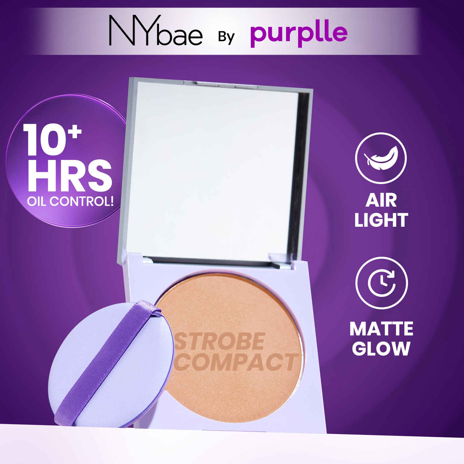 Buy NY Bae Strobe Glow Compact Powder – Soft Gold 03 (8.5 gm) Fair-Medium Skin Tone | Highlighter + Compact | 10 Hrs+ Oil Control | Matte Glow | Shimmer Infused | Soft Powder Puff + Built-In Mirror | - Purplle