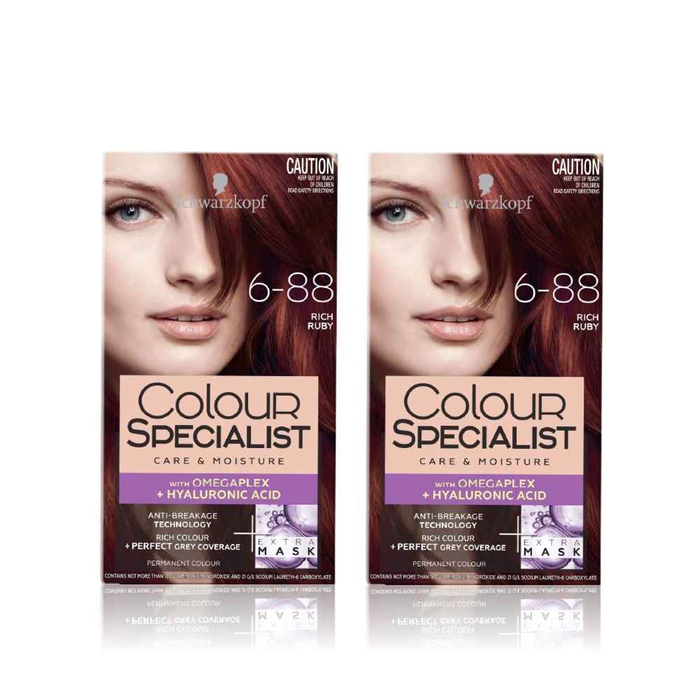 Buy Schwarzkopf Colour Specialist At Home Permanent Hair Colour Pack of 2 - 6.88 Rich Ruby(165 ml ) - Purplle