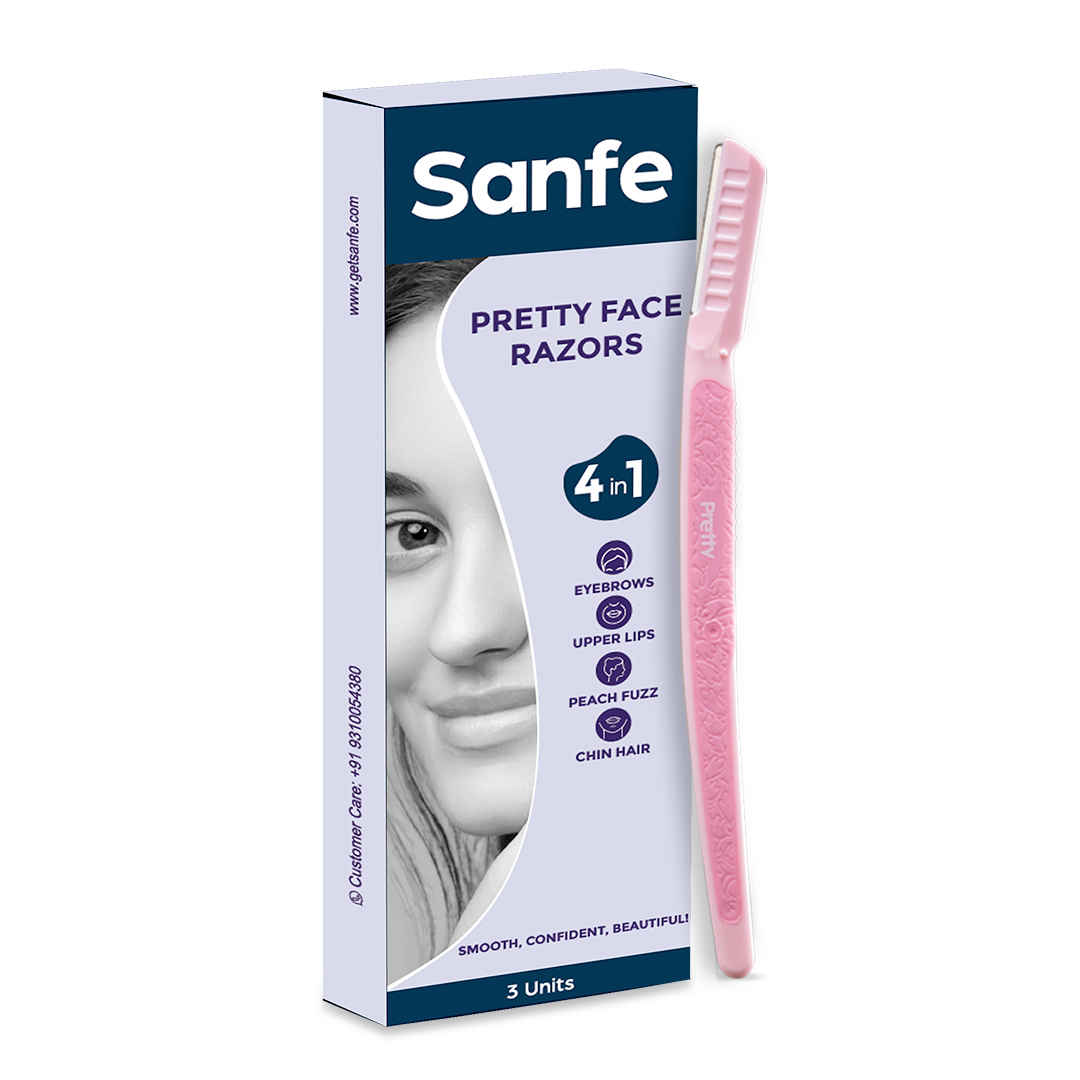 Buy Sanfe Pretty Face & Eyebrow Razor | Pain-Free Facial Hair Removal | Precise, Reusable & Safe for Skin 3 pc - Purplle