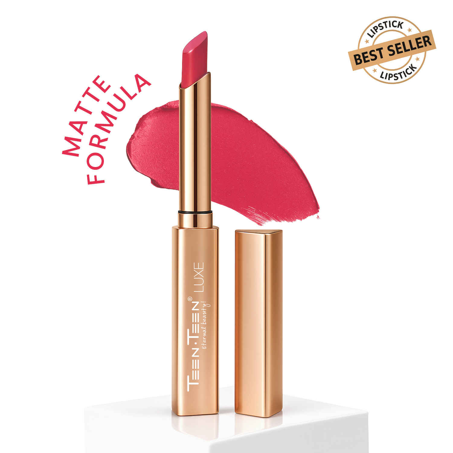 Buy Teen Teen Cosmetics Luxe Matte Lipstick, Long Lasting | Non Transfer, Velvety Matte Finish, Stays Upto 12 Hrs, Catch-Me-Red, 1 gm - Purplle
