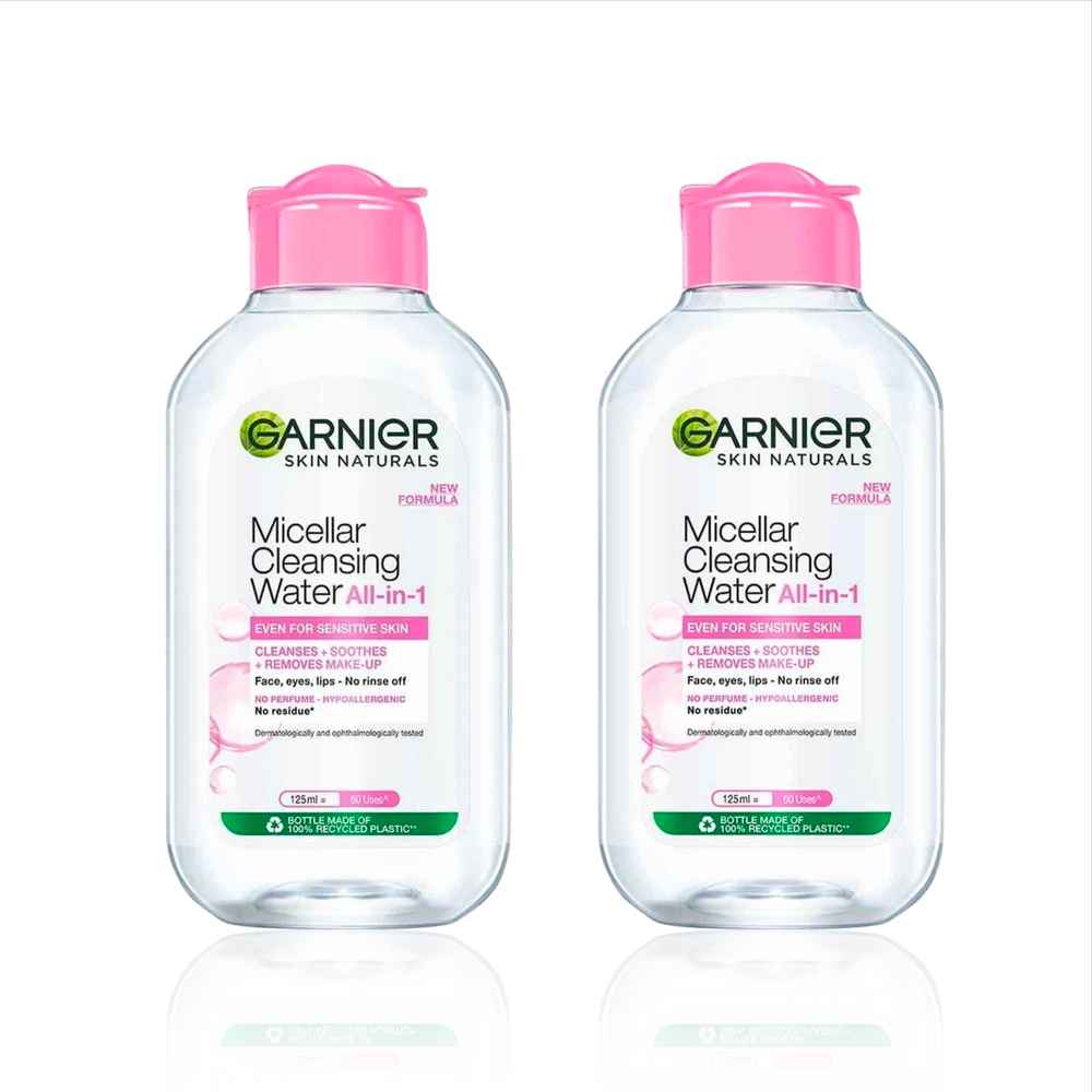 Buy Garnier Micellar Cleansing Water (Pack of 2) - Gentle Cleanser & Make Up Remover For Everyday Use - Suitable For Sensitive Skin Dermatologically Tested Vegan For Men & Women Remove 100% Dirt Pollution 125 ml - Purplle