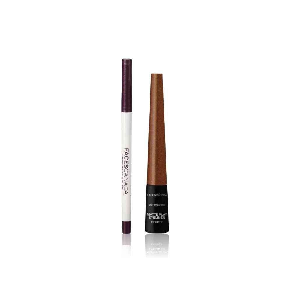 Buy Faces Canada Smudgeproof Duo (Ultime Pro Twist Eye Kajal Liner- Plum & Ultime Pro Matte Play Eyeliner - Copper) 1 pc - Purplle