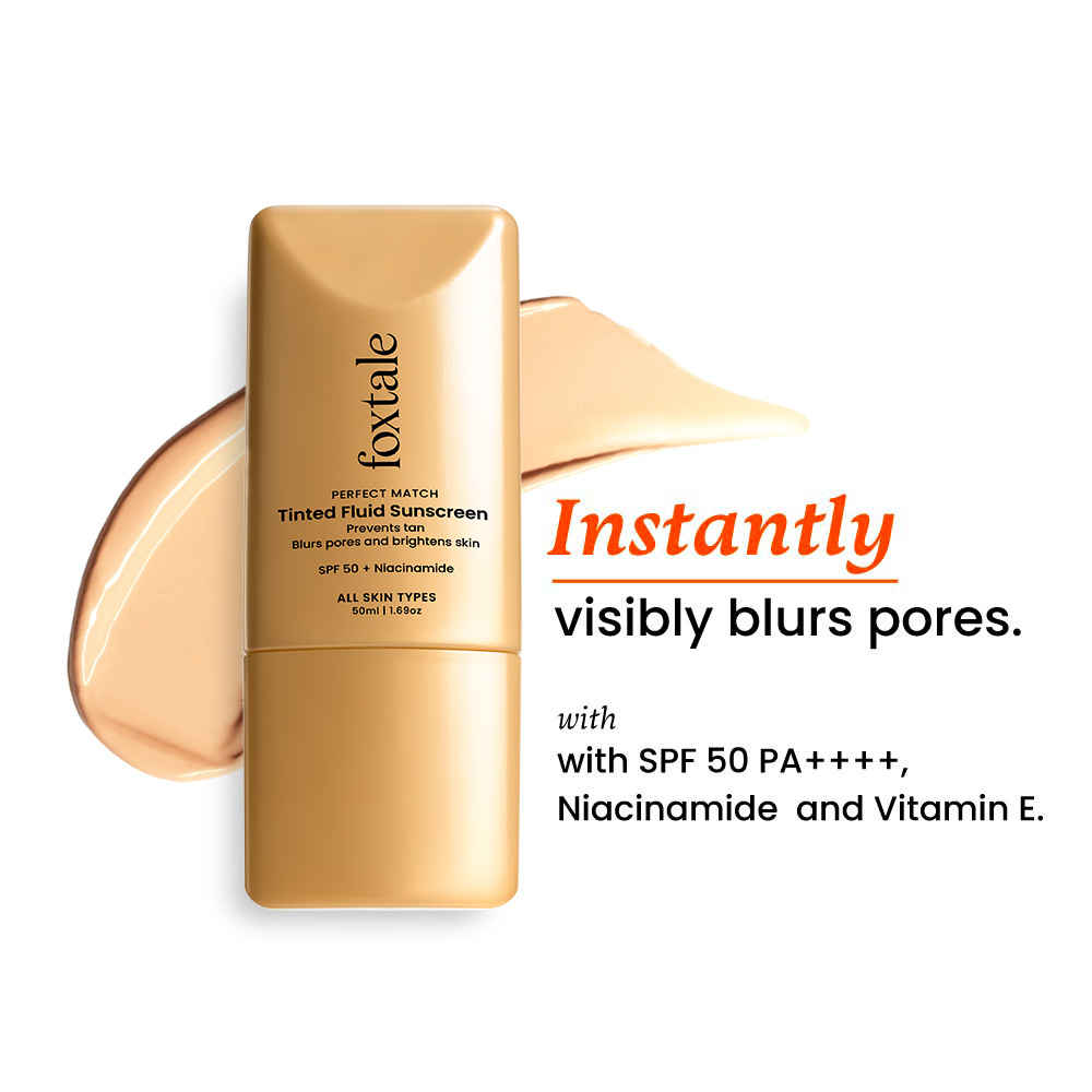 Buy Foxtale Perfect Match Tinted Fluid Sunscreen (Sand) 50 ml - Purplle