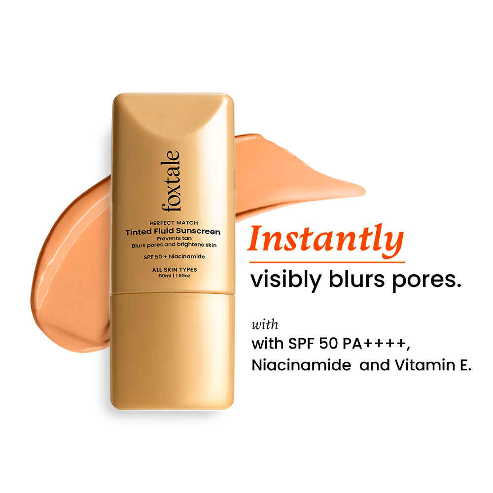 Buy Foxtale Perfect Match Tinted Fluid Sunscreen (Clay) 50 ml - Purplle
