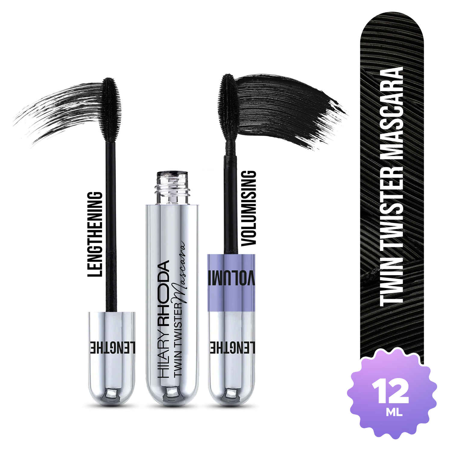 Buy Hilary Rhoda Twin Twister Mascara | Volumises & Lengthens | Waterproof & Smudge-Proof Formula | Enhances Curl & Clump-Free | Highly Pigmented - 12 ml - Purplle
