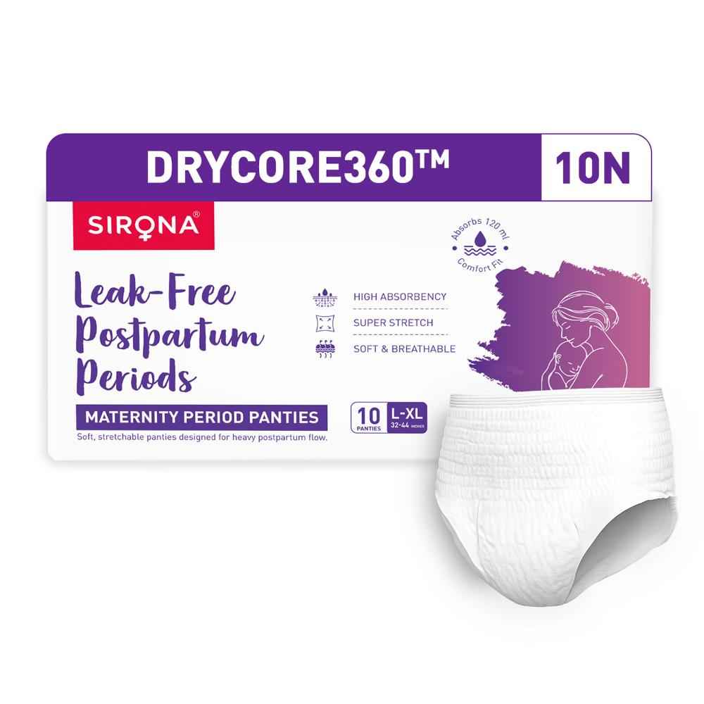 Buy Sirona Maternity Pants | Leak-free Postpartum Periods | Comfortable, Soft & Breathable | Size L-XL | Pack of 10 - Purplle
