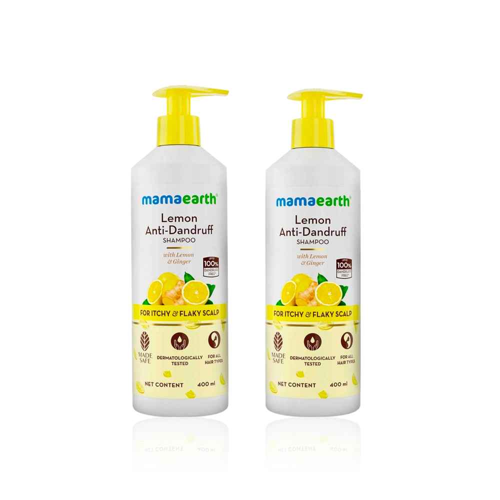 Buy Mamaearth Lemon Anti-Dandruff Shampoo with Lemon & Ginger for Itchy & Flaky scalp (400 ml) Pack of 2 - Purplle