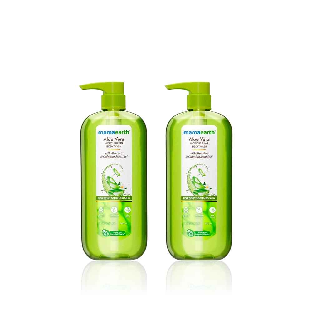 Buy Mamaearth Aloe Vera Moisturizing Body Wash with Aloe Vera & Jasmine Scent for Soft & Soothed Skin (500 ml) Pack of 2 - Purplle