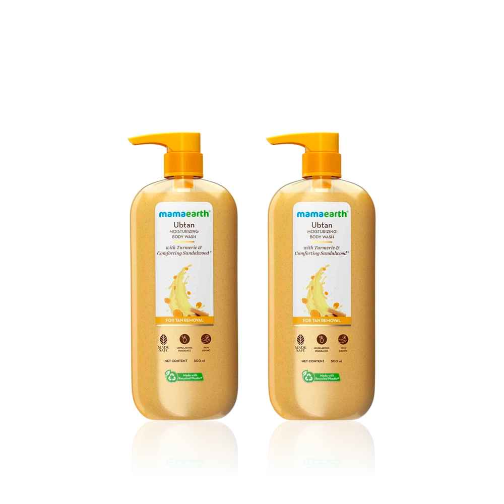 Buy Mamaearth Ubtan Moisturizing Body Wash with Turmeric & Sandalwood Scent for Tan Removal & Smooth Skin (500 ml) Pack of 2 - Purplle