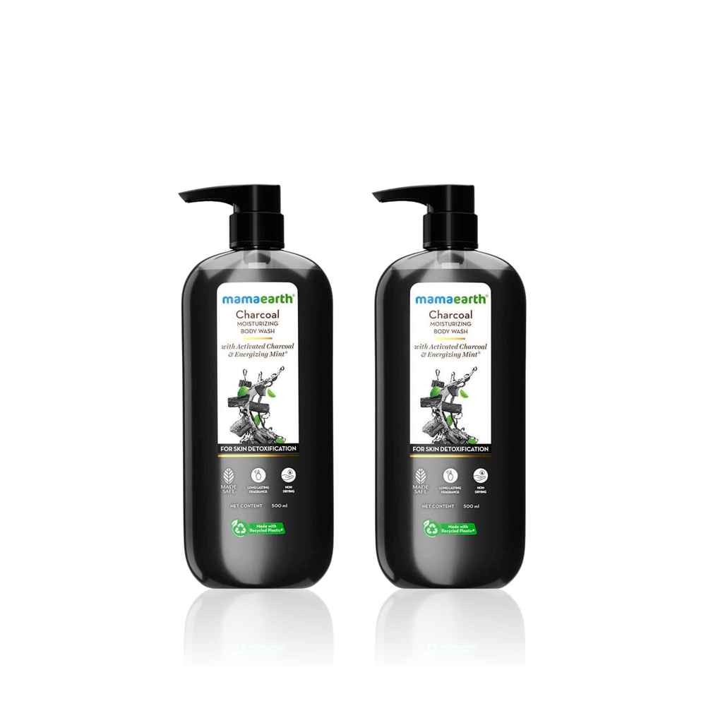 Buy Mamaearth Charcoal Moisturizing Body Wash with Activated Charcoal & Mint Scent for Skin Detox & Freshness (500 ml) Pack of 2 - Purplle