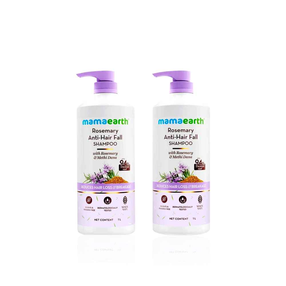 Buy Mamaearth Rosemary Anti-Hair Fall Shampoo with Rosemary & Methi Dana for Stronger Hair & Reduced Hair Fall (1000 ml) Pack of 2 - Purplle