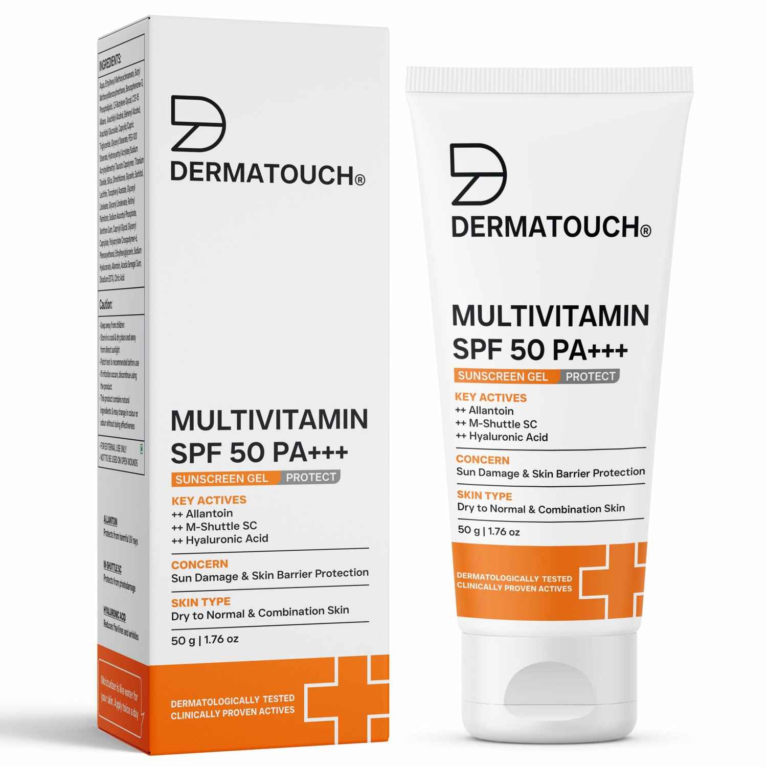 Buy DERMATOUCH Multivitamin SPF 50 PA+++ Sunscreen Gel | UVA-UVB Protection |Zero White Cast | Unisex | 50 gm - Purplle