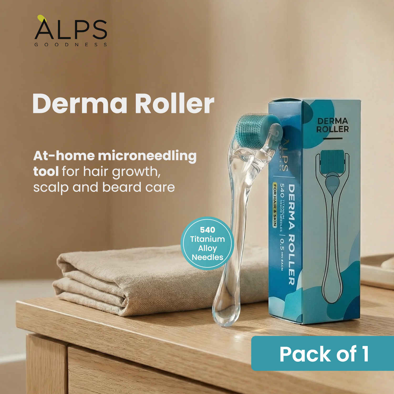 Buy Alps Goodness Derma Roller 0.5 mm | With 540 Titanium Alloy Needles | Promotes Hair Growth & reduces hairfall | Safe & Effective to Use, 1 pc - Purplle