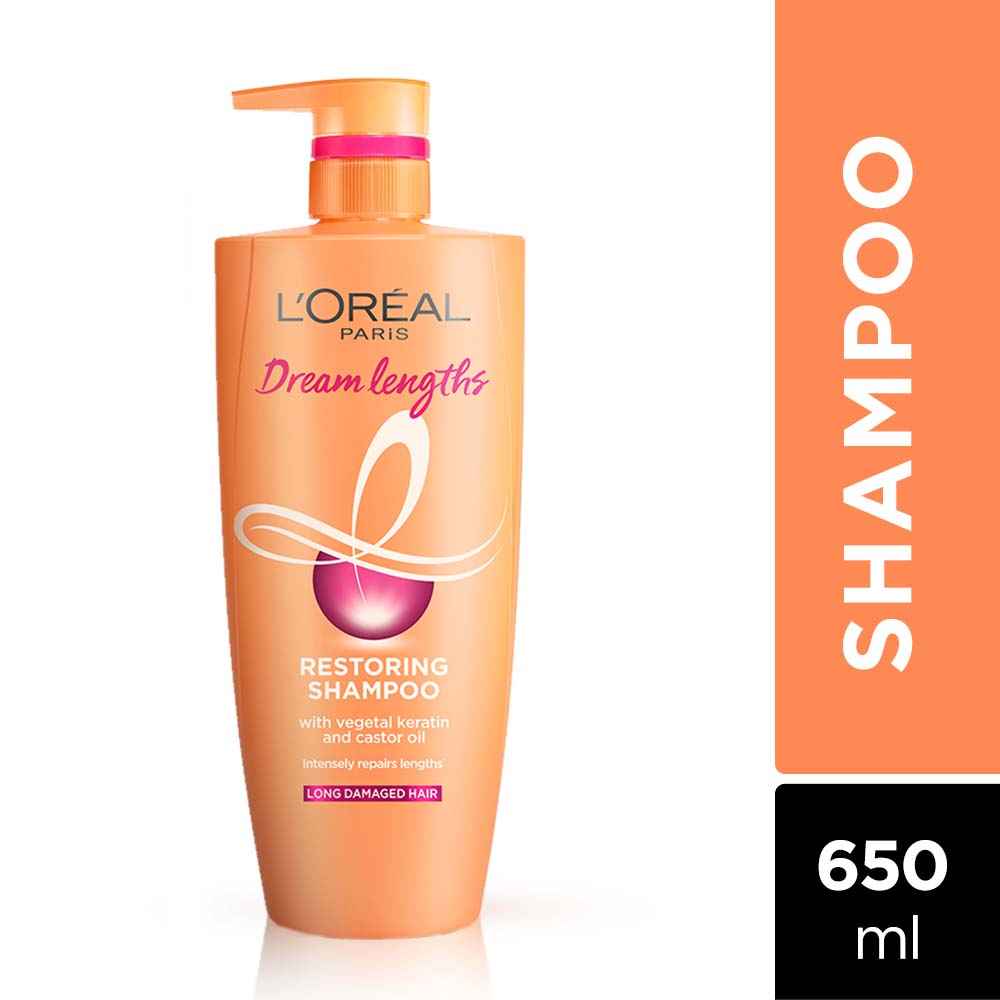 Buy L'Oreal Paris Dream Lengths Shampoo for long, lifeless hair to Nourish, Repair and Shines, 650 ml - Purplle