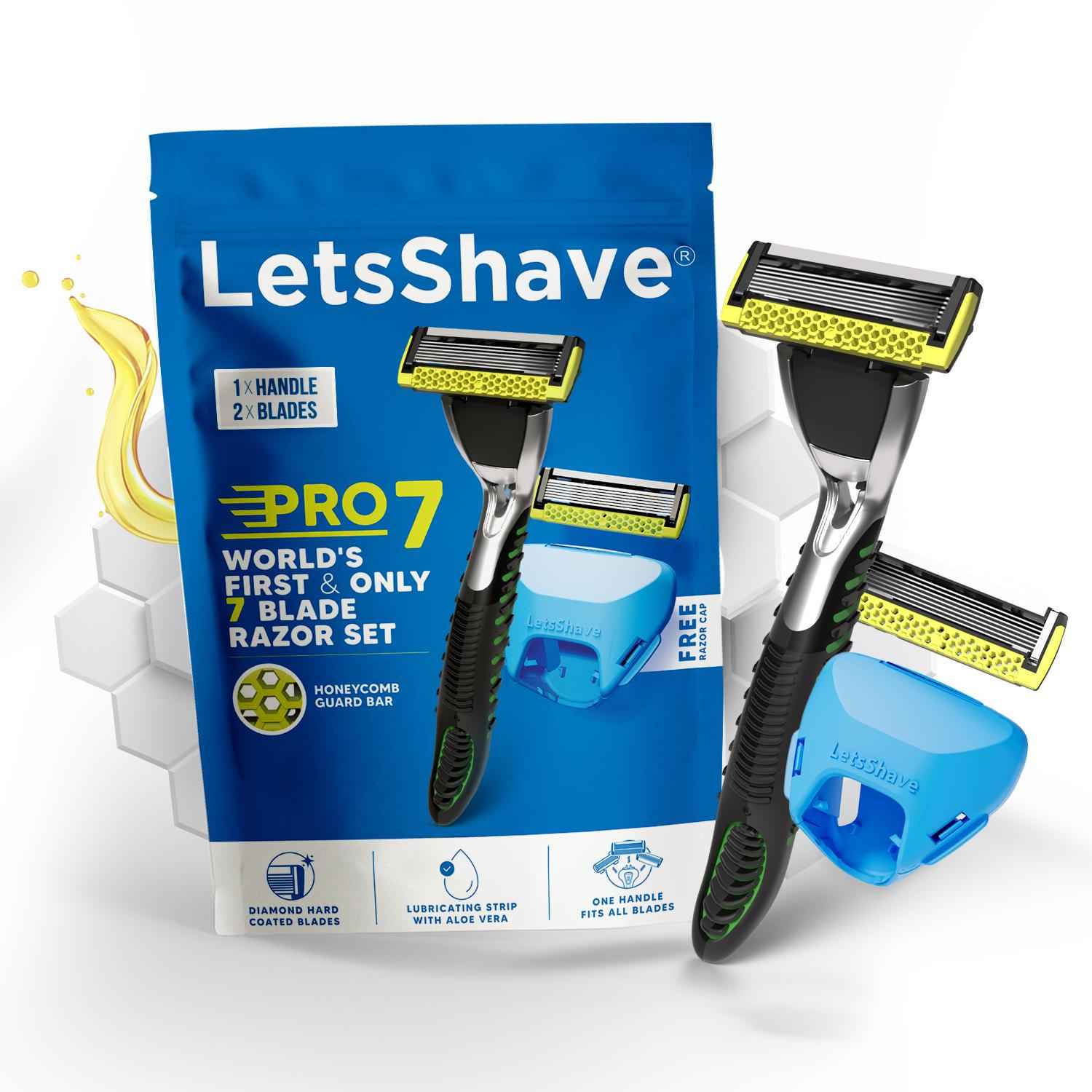 Buy LetsShave Pro 7 Razor for Men – World's First 7 Blade | One Stroke Shave | Handle + 2 Blades 1 pc - Purplle