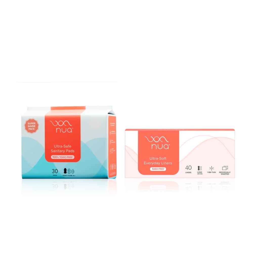 Buy Nua Complete Period Care Pack – Heavy Flow Sanitary Pads XL+ (30 Pads) & Daily Panty Liners (40 pcs) Combo of 2 - Purplle