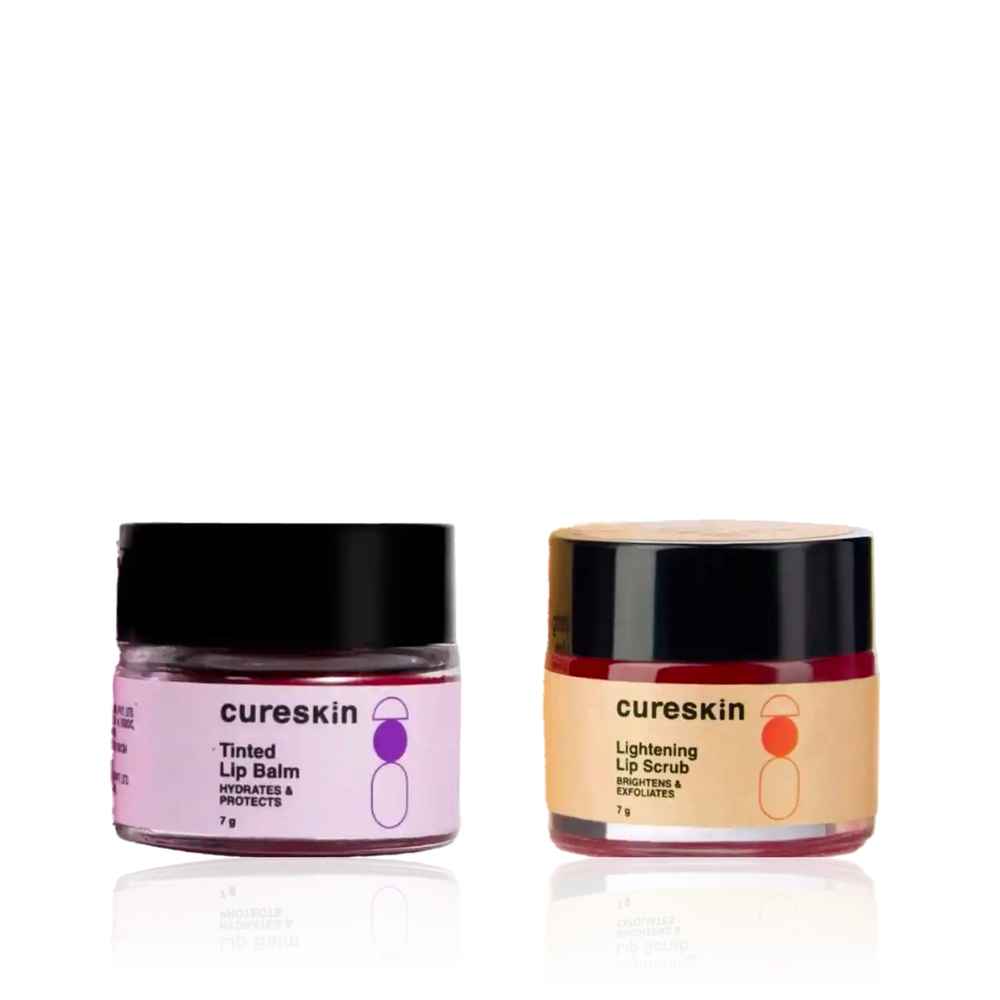 Buy Cureskin Lip Brightening Duo | Lightening Combo with Tinted Lip Balm & Exfoliating Scrub | Hydrates, Smoothens & Revives Dark Lips to a Healthy Natural Pink | For Men & Women | (7 gm) + (7 gm) Combo of 2 - Purplle