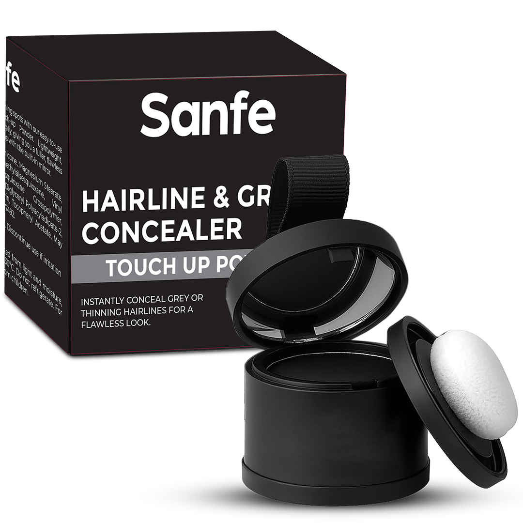 Buy Sanfe Touch up Powder with Mirror | Instantly Conceals Hair Loss & Grays | Enhance Hairline Precision | Water & Sweat Resistant | 48-Hour Stay | Stain-Proof | Hairline Powder for Women & Men | Compact & Portable! 4 gm - Purplle