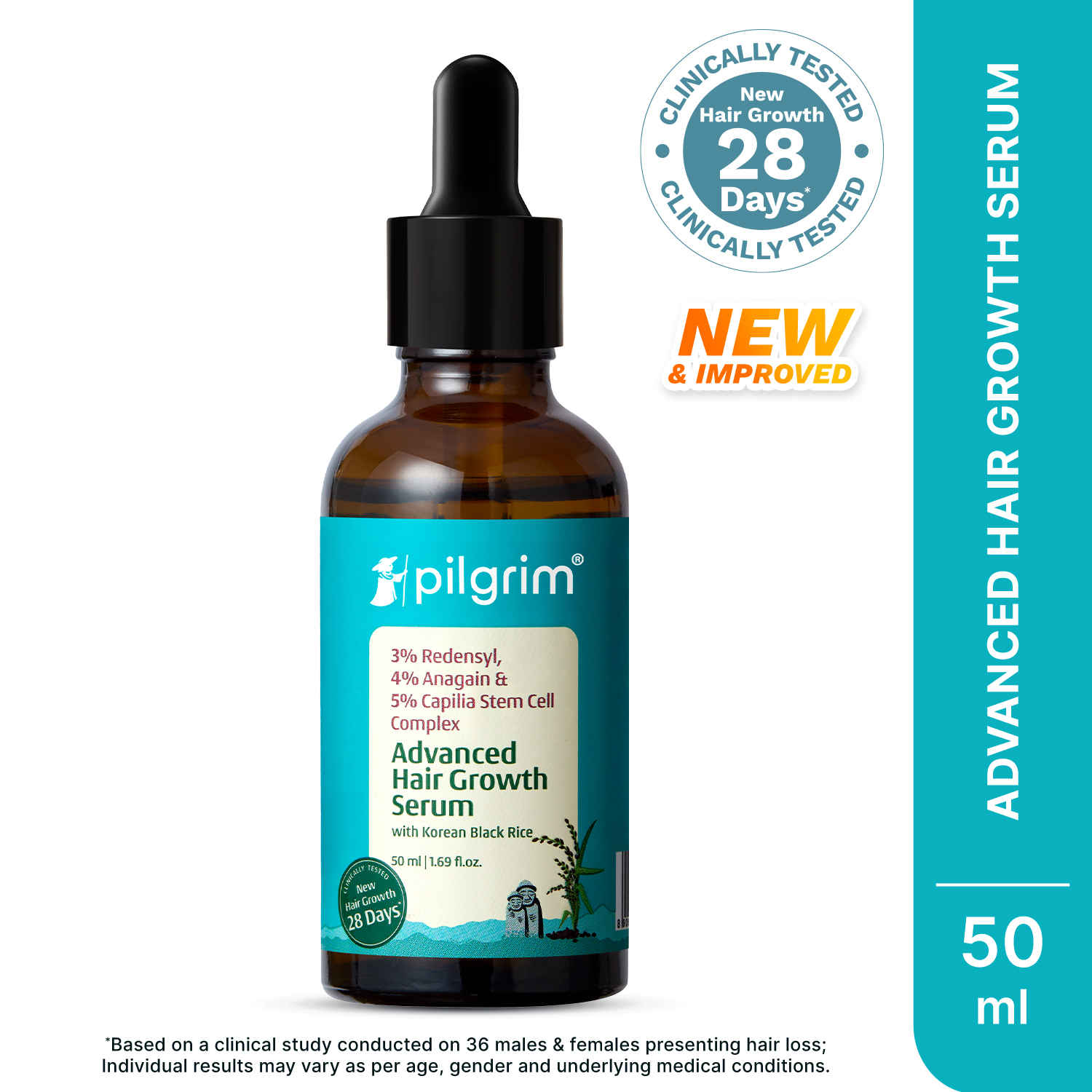 Buy Pilgrim Redensyl + Anagain Advanced Hair Growth Serum with Green Tea |All Hair Types | For Women & Men | Discover Thick and Dense Hair | Vegan (50 ml) - Purplle