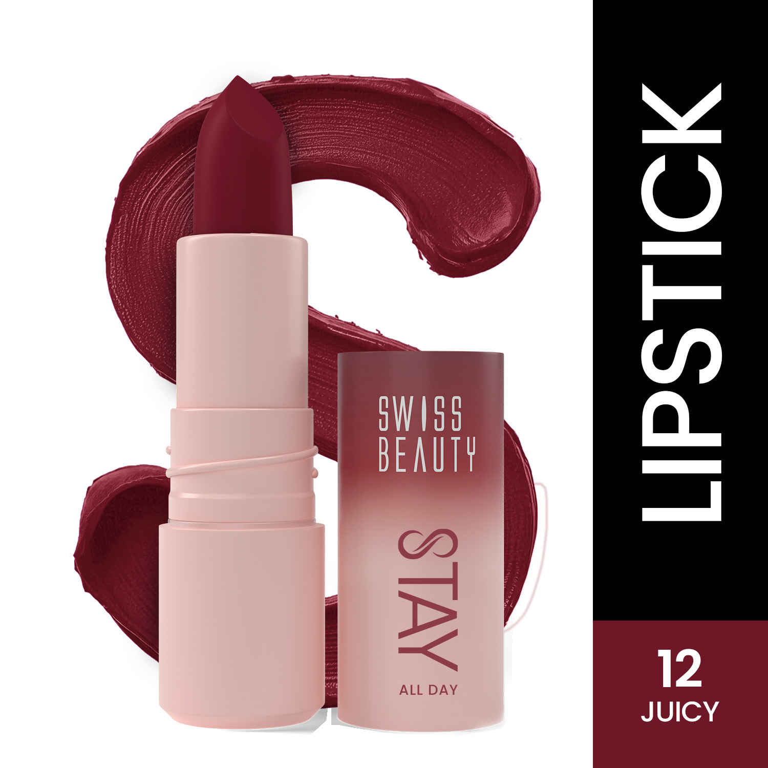 Buy Swiss Beauty Stay All Day Lipstick | 12H Stay | Transfer-Proof | Matte Finish - 4 gm, Juicy - Purplle