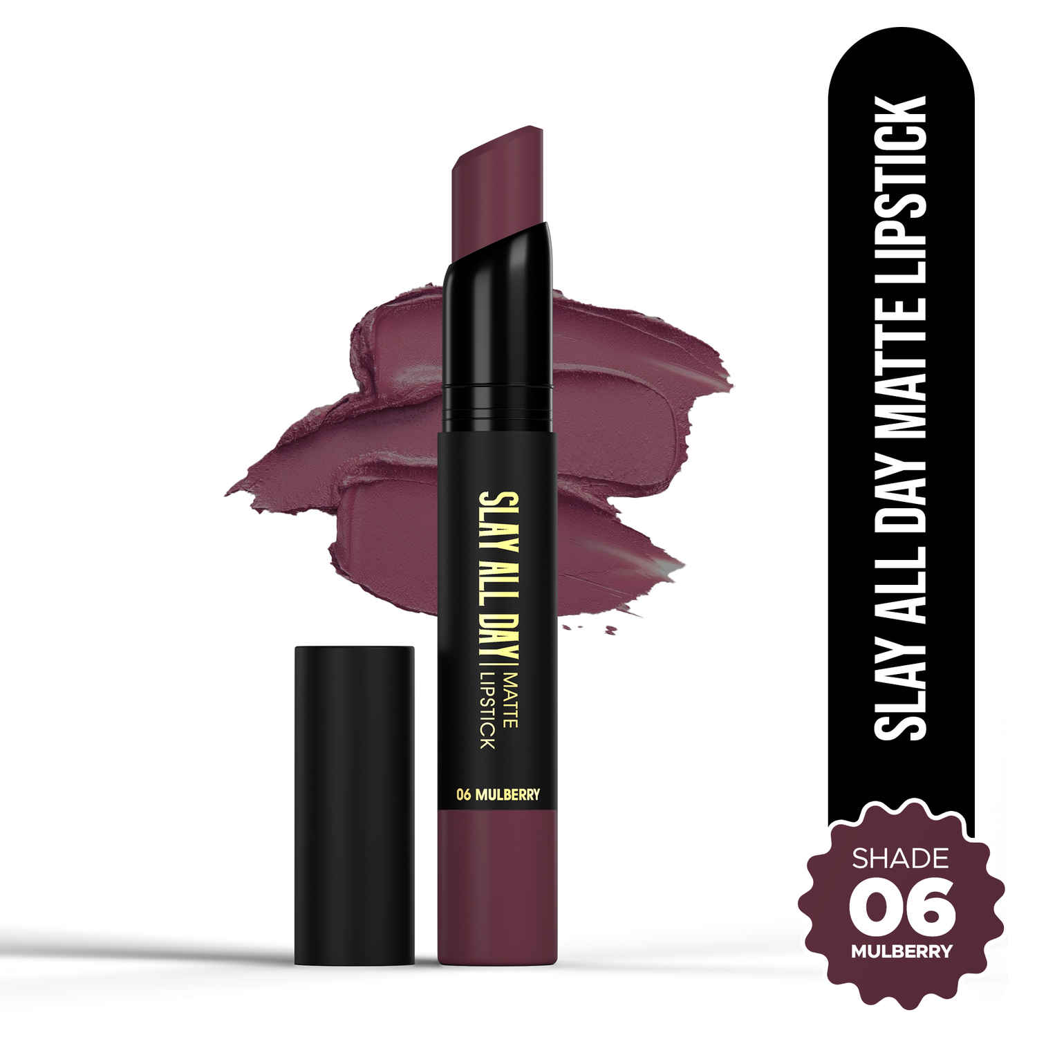 Buy Hilary Rhoda Slay All Day Matte Lipstick | Transfer-proof & Smudge-proof | Long-Lasting & Premium Creamy Lipstick | Waterproof & Vibrant Colour lipstick | 2.6 gm (Mulberry - Shade 06) - Purplle