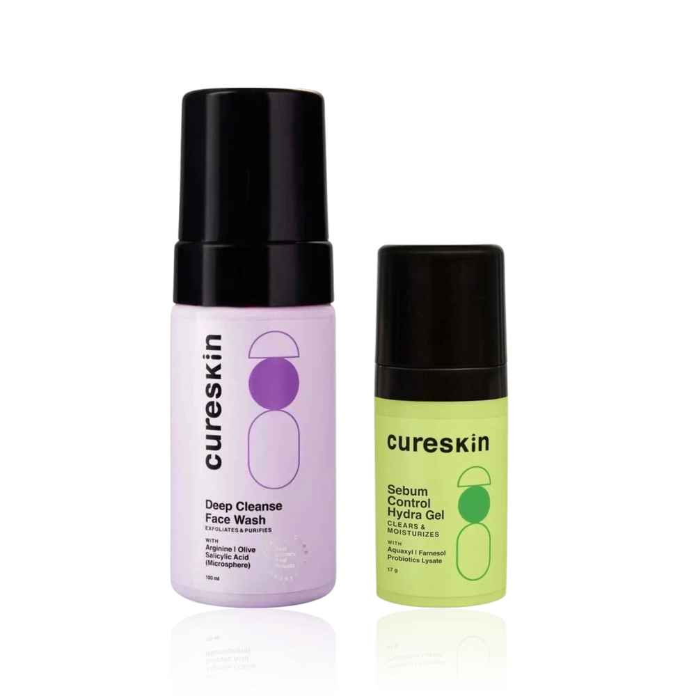 Buy CureSkin Detox & Balance System | Foaming Salicylic Acid Wash for Oily Skin and Hydra Gel with Probiotics Lysate for Shine Control and Essential Hydration (100 ml + 17 gm) Combo of 2 - Purplle