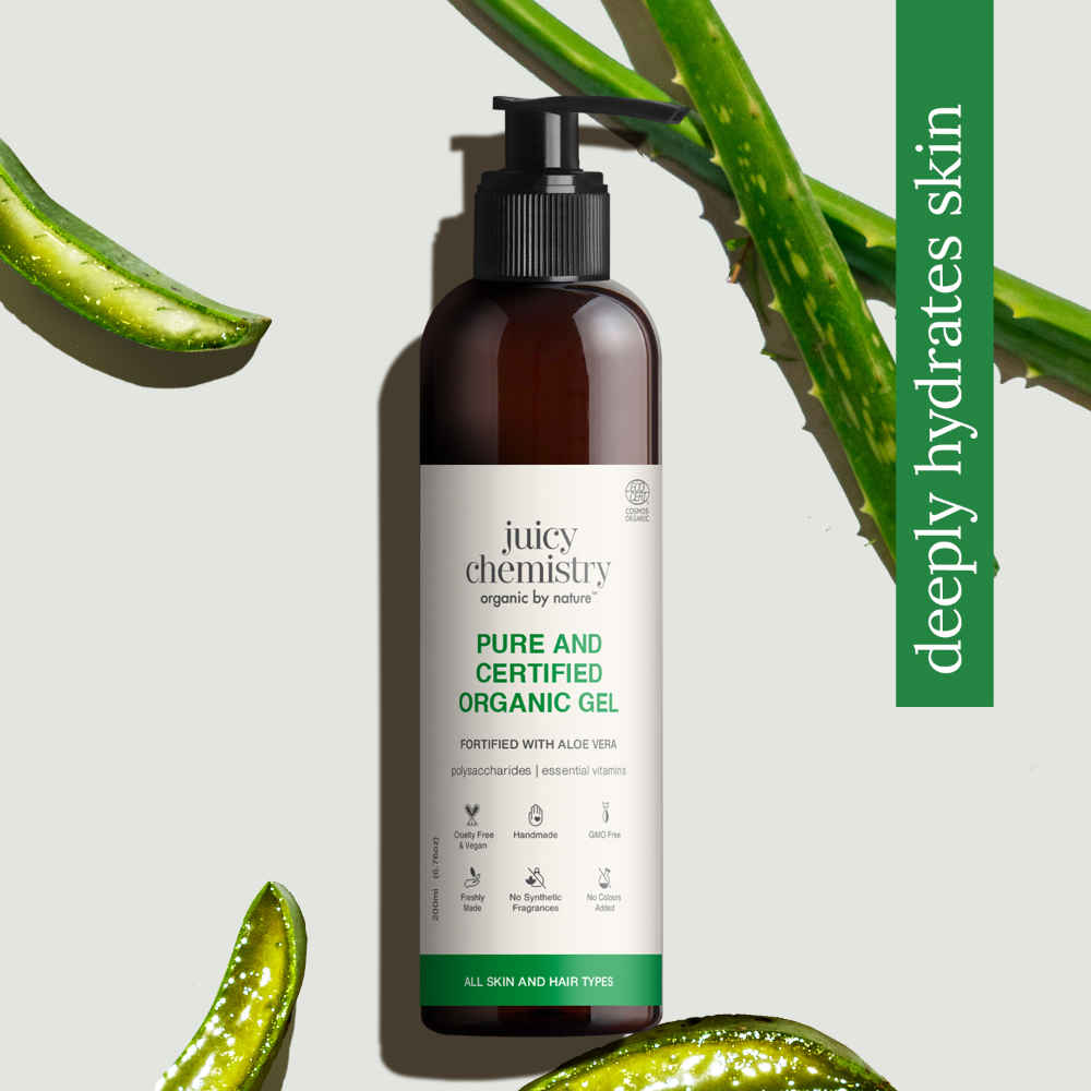 Buy Juicy Chemistry Pure & Certified Organic Aloe Vera Gel, 200 ml | Hydrating & Soothing Gel for Face, Body & Hair | Lightweight | Non-Sticky | Multipurpose| For Men & Women - Purplle