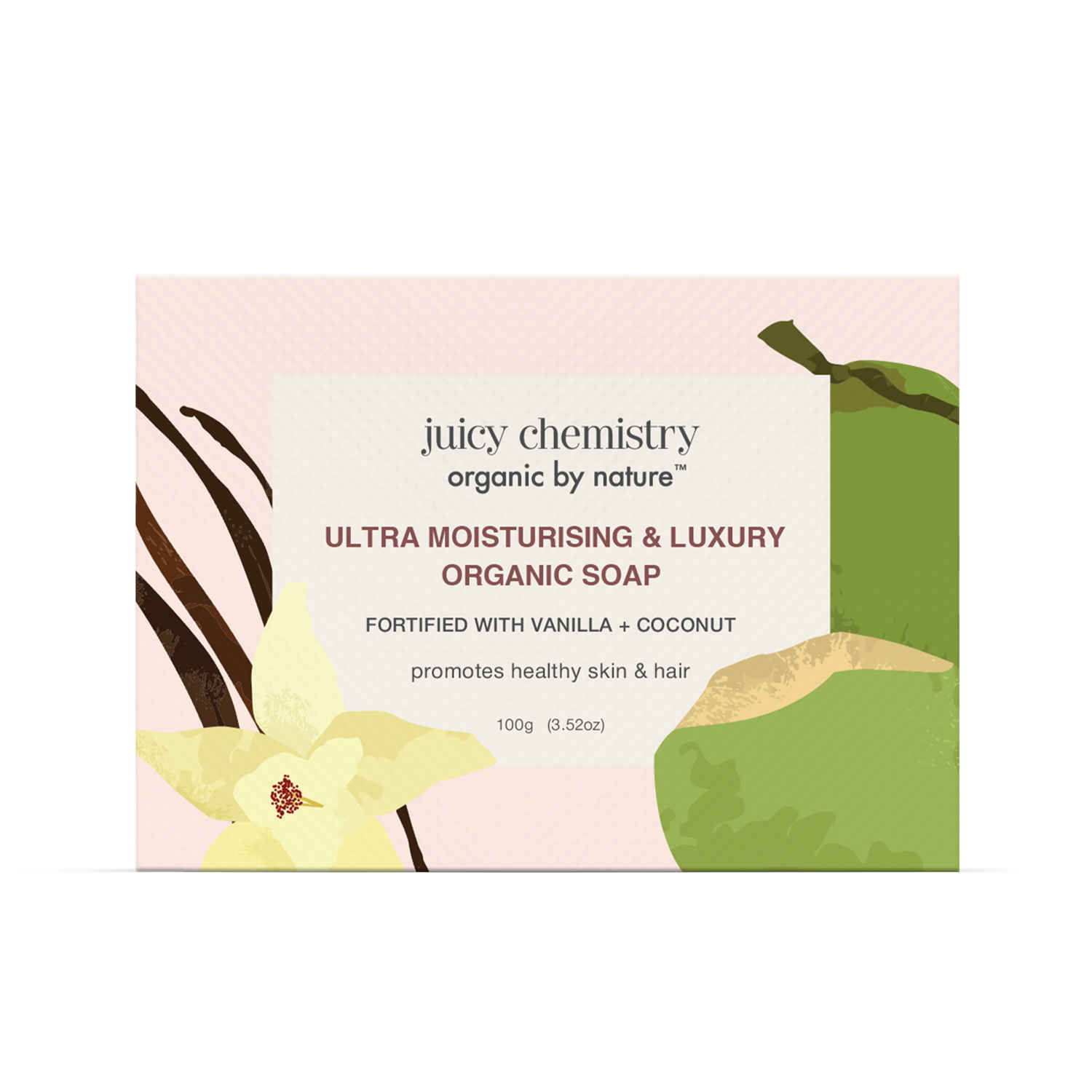 Buy Juicy Chemistry Ultra Moisturising & Luxury Organic Soap Fortified with Vanilla & Coconut, 100 gm | Hydrating & Nourishing Soap for Skin & Hair - Purplle