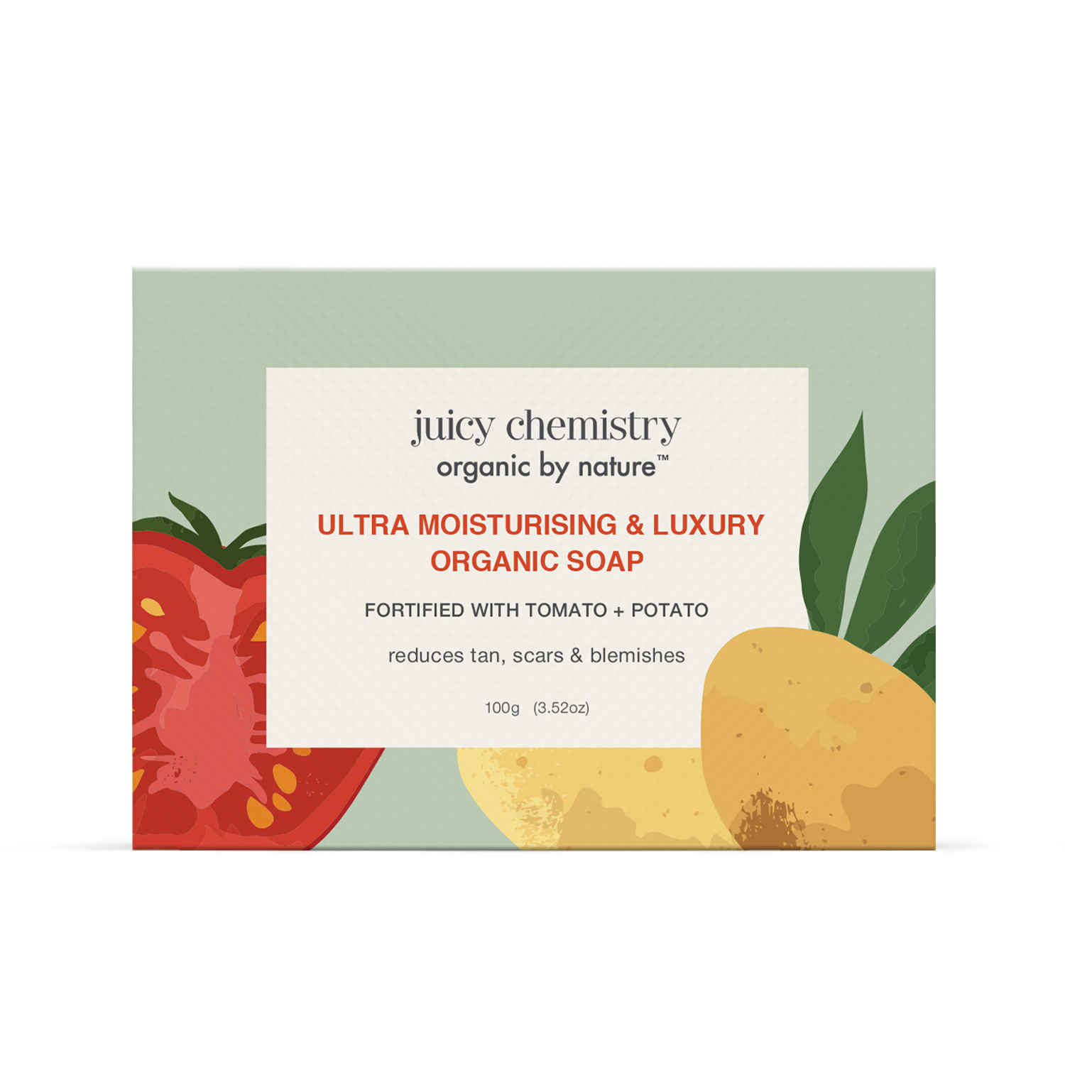 Buy Juicy Chemistry Ultra Moisturising & Luxury Organic Soap Fortified with Tomato & Potato, 100 gm | Brightening & Hydrating Natural Soap - Purplle